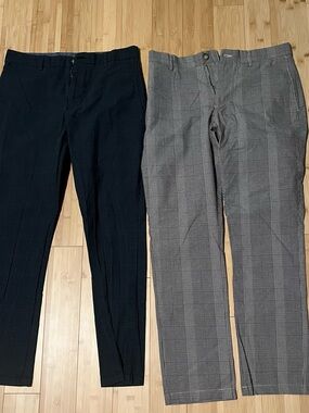 2 Pack Bundle! Plaid Dress Pants Duo - Black & Gray